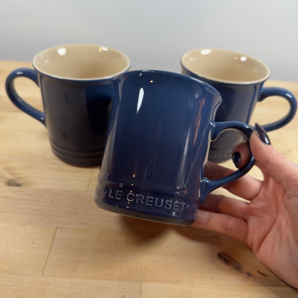 Le Creuset Blue Stoneware Vancouver Mugs 14oz Set of 3